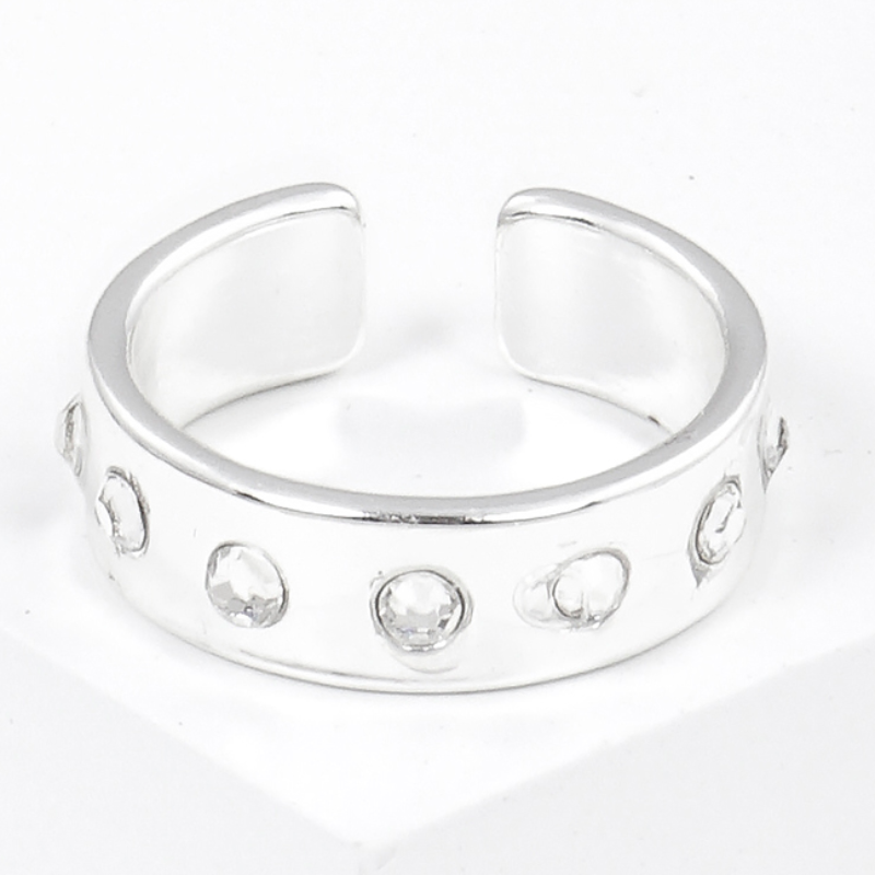 Y10- Crystal pave bold metal adjustable ring (also available in white gold) - Thumbnail (Preview) 4