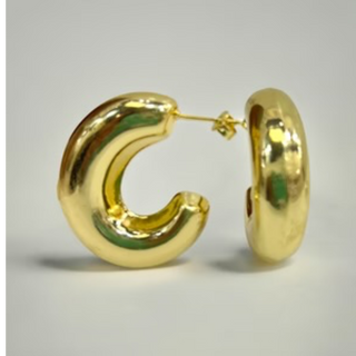 CL51- 18K Gold/Silver Chunky Open Hoop Earrings