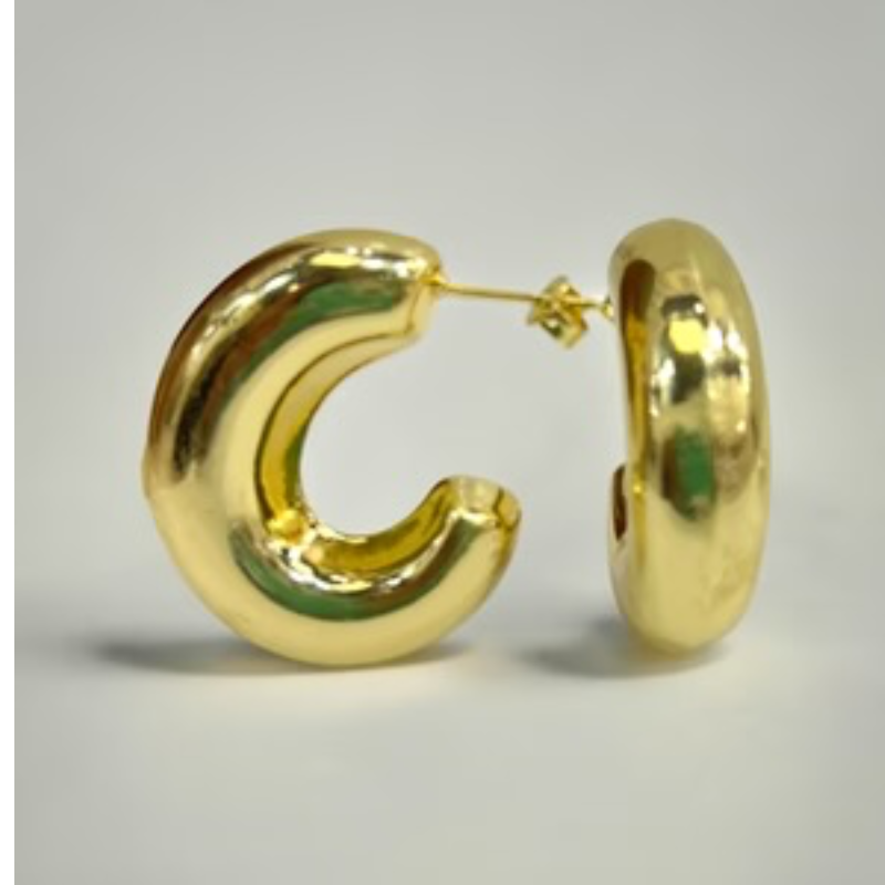 CL51- 18K Gold/Silver Chunky Open Hoop Earrings Main Image