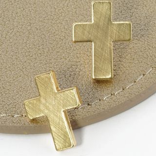 ER7- Brushed Metal Cross Stud Earrings