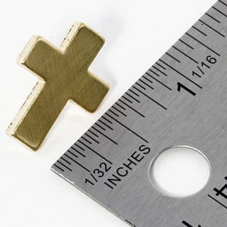 ER7- Brushed Metal Cross Stud Earrings - Thumbnail 2