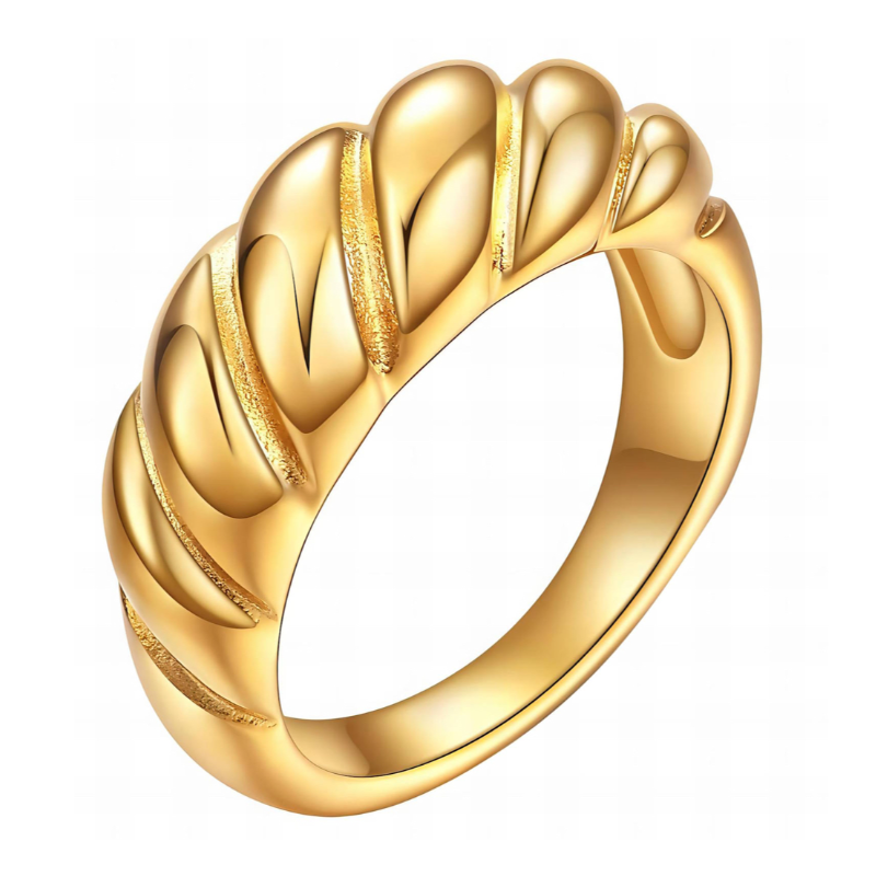 R1- Shell Ring- 18K GOLD-PLATED STAINLESS-STEEL "СROISSANT" RING Main Image