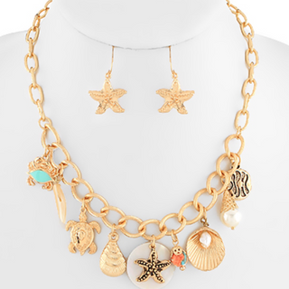 N40- Sealife Theme Dangling Necklace Set