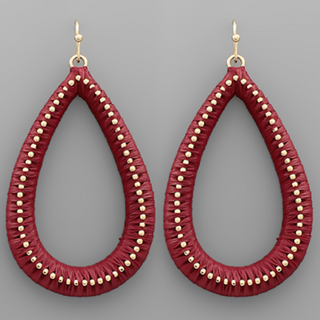 USC81- Raffia Metal Teardrop Earrings (Multiple colors available)