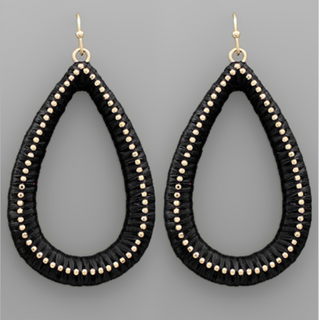 USC81- Raffia Metal Teardrop Earrings (Multiple colors available) - Thumbnail 2