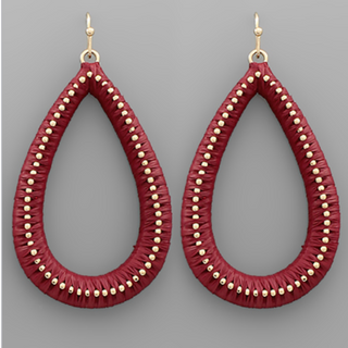 USC81- Raffia Metal Teardrop Earrings (Multiple colors available) - Thumbnail 9