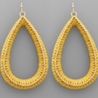 USC81- Raffia Metal Teardrop Earrings (Multiple colors available) - Thumbnail 4