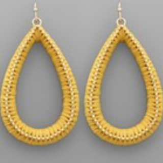 USC81- Raffia Metal Teardrop Earrings (Multiple colors available) - Thumbnail 7