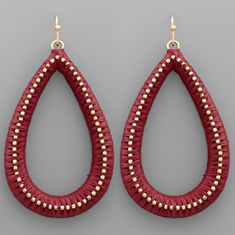 USC81- Raffia Metal Teardrop Earrings (Multiple colors available) Main Image