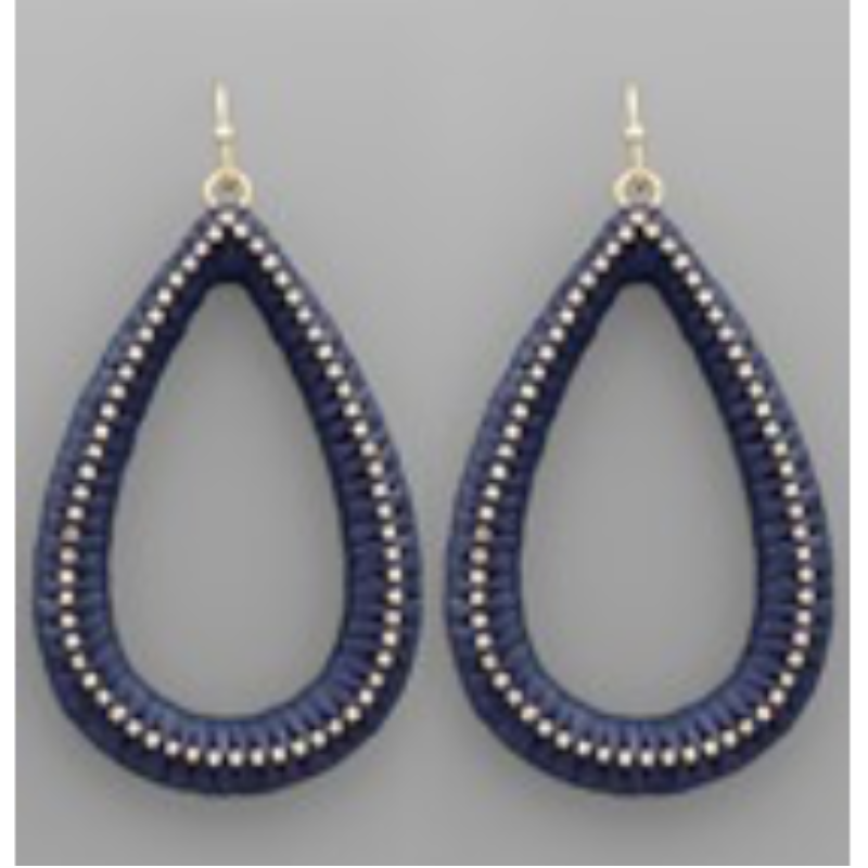 USC81- Raffia Metal Teardrop Earrings (Multiple colors available) - Thumbnail (Preview) 10