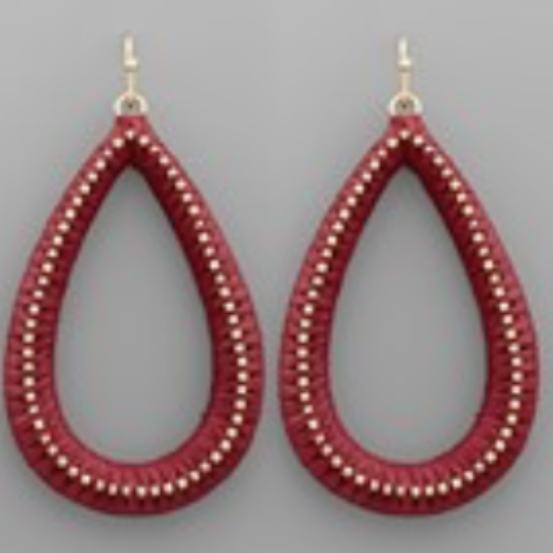 USC81- Raffia Metal Teardrop Earrings (Multiple colors available) - Thumbnail (Preview) 6