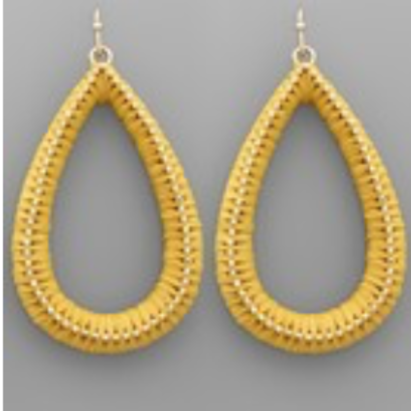 USC81- Raffia Metal Teardrop Earrings (Multiple colors available) - Thumbnail (Preview) 5