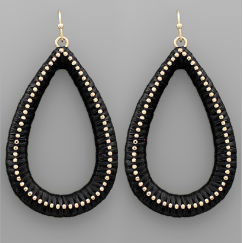 USC81- Raffia Metal Teardrop Earrings (Multiple colors available) - Thumbnail (Preview) 2