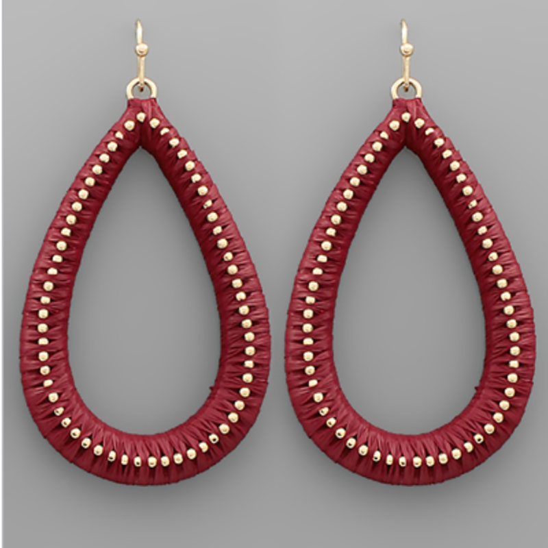 USC81- Raffia Metal Teardrop Earrings (Multiple colors available) - Thumbnail (Preview) 9