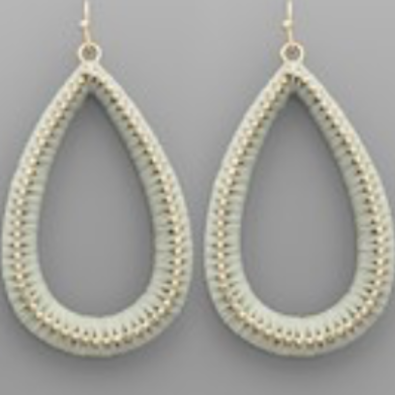 USC81- Raffia Metal Teardrop Earrings (Multiple colors available) - Thumbnail (Preview) 8