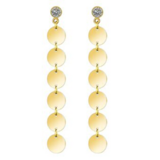 ER1- 6 CIRCLE DROP 18K GOLD-PLATED STAINLESS-STEEL EARRINGS 