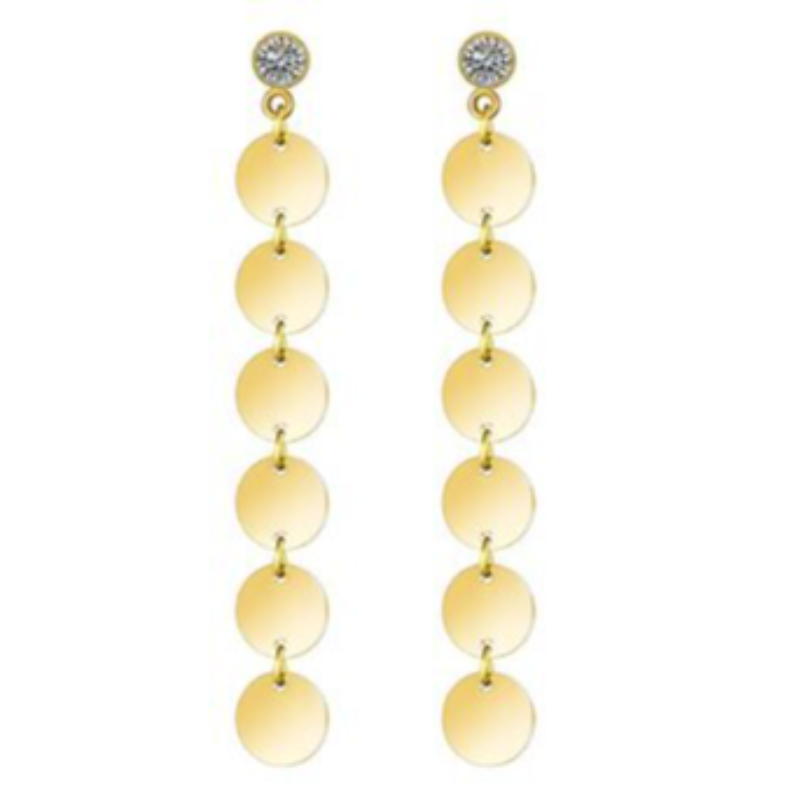 ER1- 6 CIRCLE DROP 18K GOLD-PLATED STAINLESS-STEEL EARRINGS  Main Image