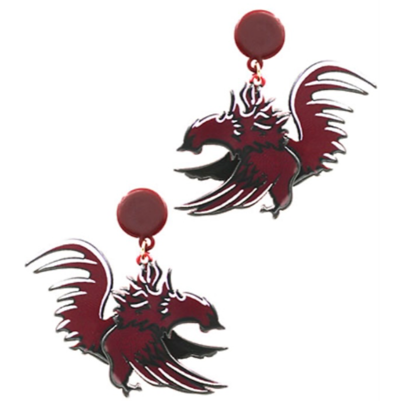 USC18-Modern Acrylic Gamecock Earrings Main Image