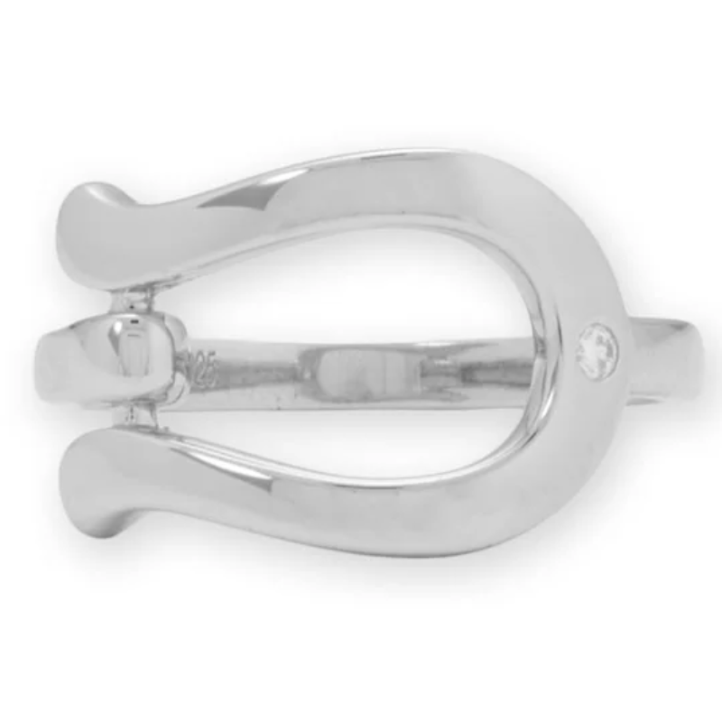 M21-Rhodium Plated CZ Horseshoe Ring Main Image