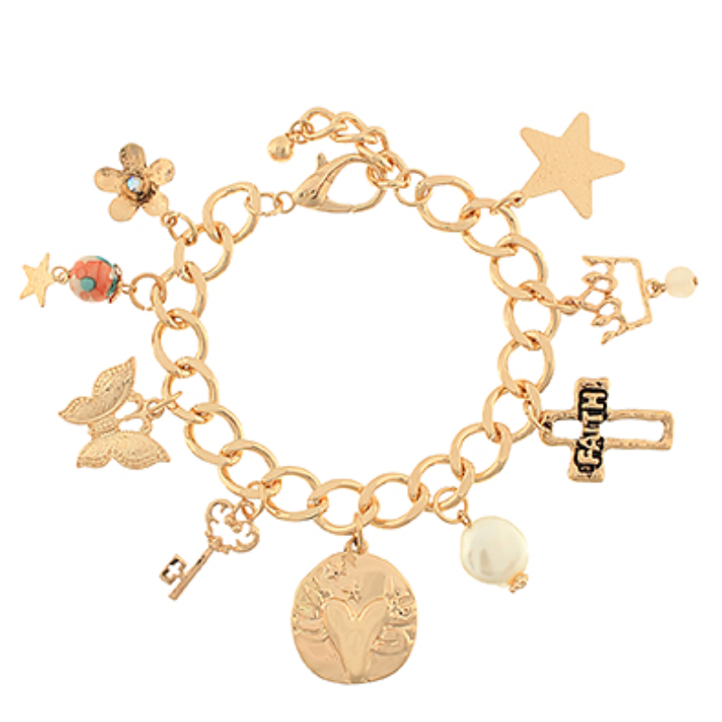 BR25-"FAITH" Multi Style Charm Bracelet Main Image