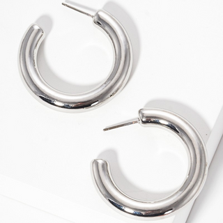 CL10- 35mm metal plated resin lightweight hollow open hoop earring (available in Rhodium & Matte Silver)