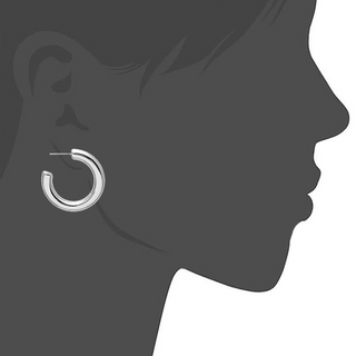 CL10- 35mm metal plated resin lightweight hollow open hoop earring (available in Rhodium & Matte Silver) - Thumbnail 3