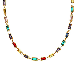 N27- COLORFUL STONES 18K GOLD-PLATED STAINLESS-STEEL NECKLACE