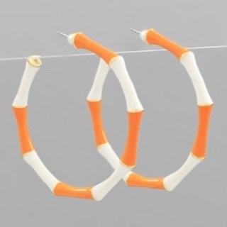 T94- Orange/ White 1.6”Color Bamboo Shape Hoops