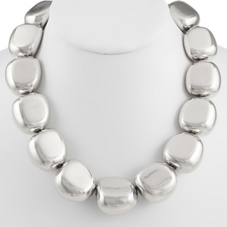 M47-Bold & Big Chunky Nugget Necklace (available in gold & silver) - Thumbnail 2