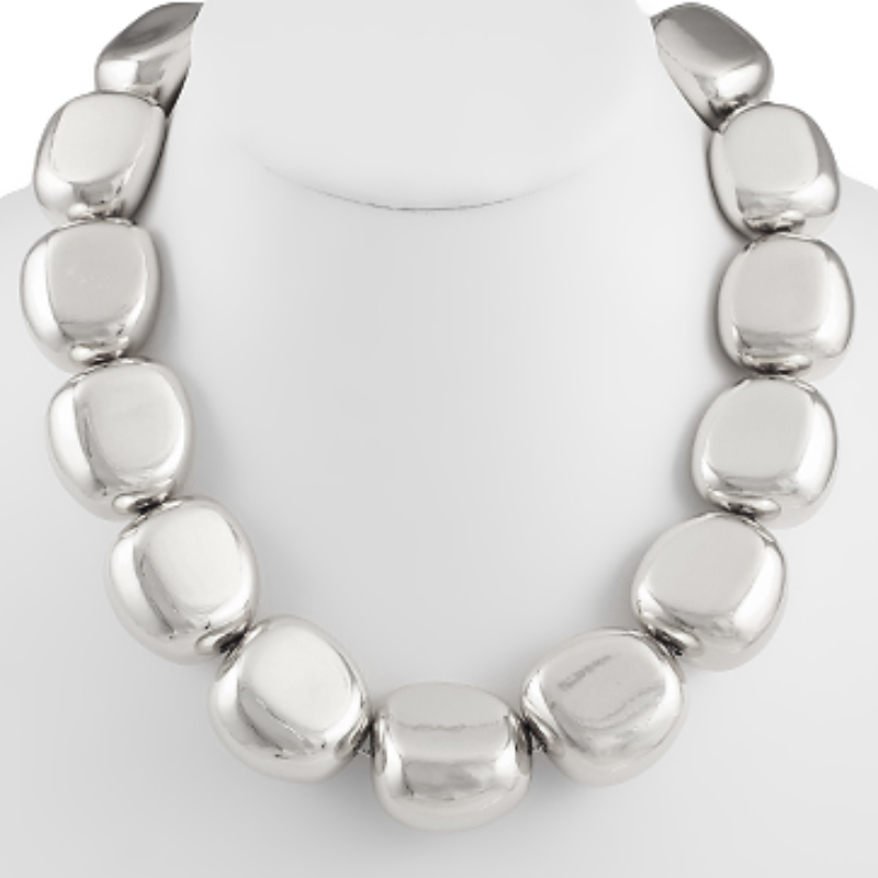 M47-Bold & Big Chunky Nugget Necklace (available in gold & silver) - Thumbnail (Preview) 2