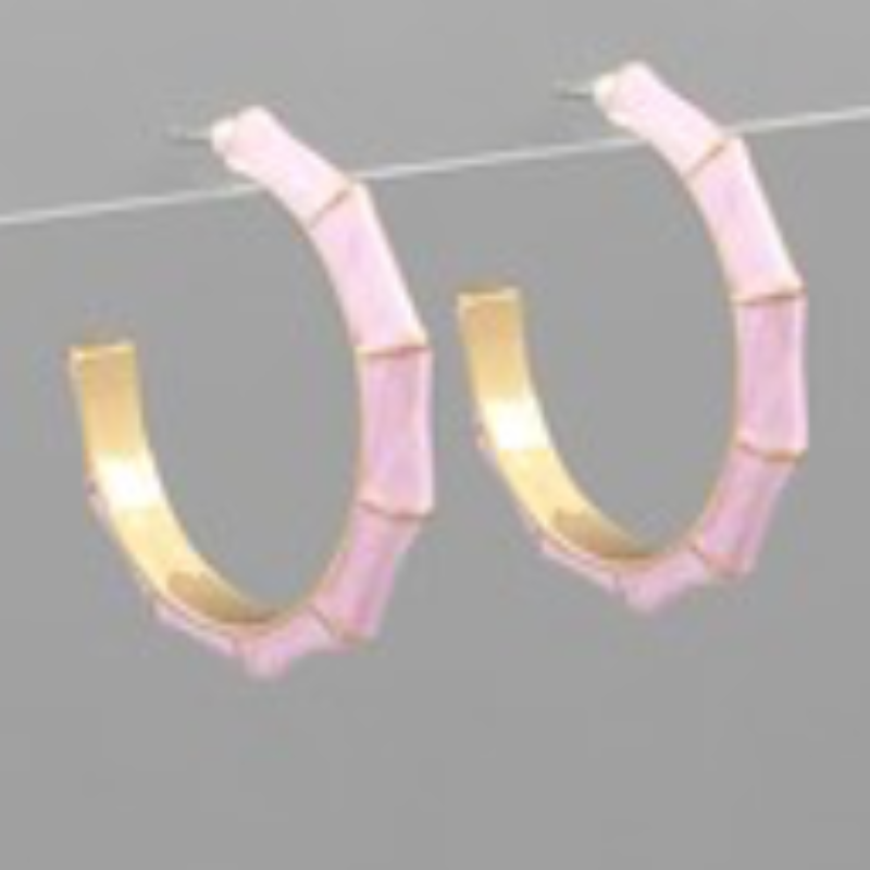 CL65- 40mm Marble Color Bamboo Hoops (8 colors)  - Thumbnail (Preview) 4