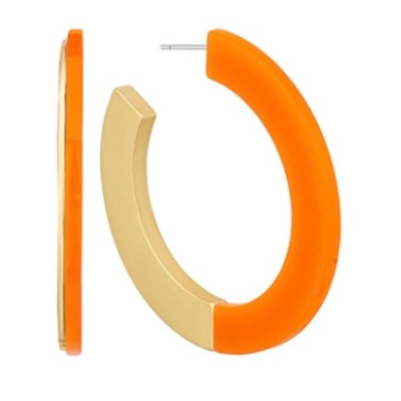 T88- 1.75” Orange and Matte Gold 45mm Acrylic & Metal Hoops Main Image