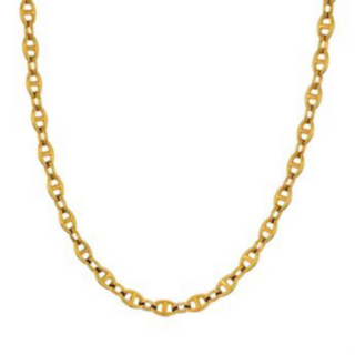 N22- EGG SHAPE LINK CHAIN 18K GOLD-PLATED STAINLESS-STEEL NECKLACE