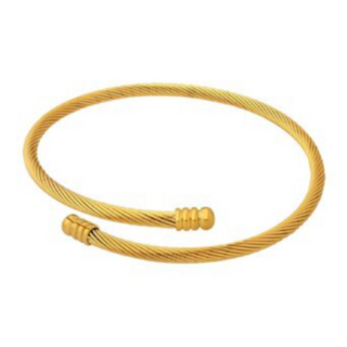 BR6-CABLE TWIST WRAP AROUND 18K GOLD-PLATED STAINLESS-STEEL BRACELET