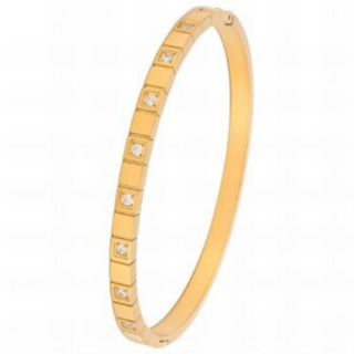 BR18- CZ CUBE 18K GOLD-PLATED STAINLESS-STEEL BRACELET