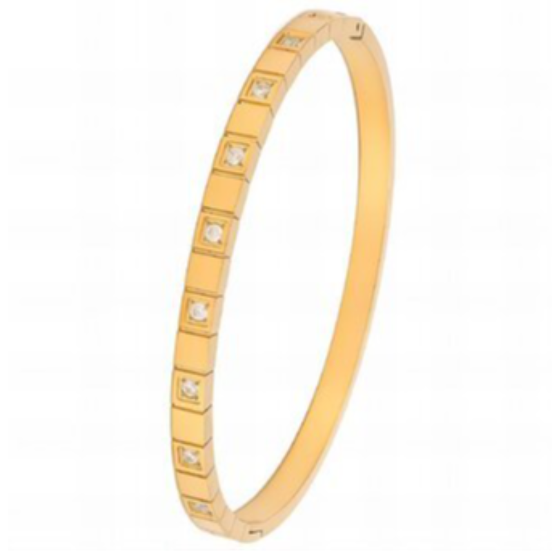 BR18- CZ CUBE 18K GOLD-PLATED STAINLESS-STEEL BRACELET Main Image