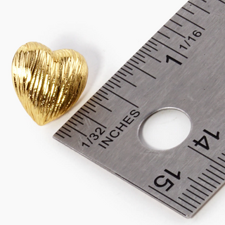 Y92- 18K Gold Dipped Brushed Brass 13mm Puffy Heart Stud Earrings(gold & Silver availiable)  - Thumbnail 3