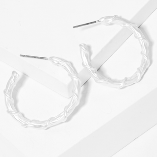 M13- 25MM TEXTURED METAL HOOP EARRINGS (available in Matte Gold & Matte Silver)  - Thumbnail 3