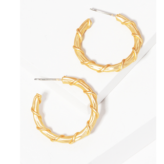 M13- 25MM TEXTURED METAL HOOP EARRINGS (available in Matte Gold & Matte Silver) 