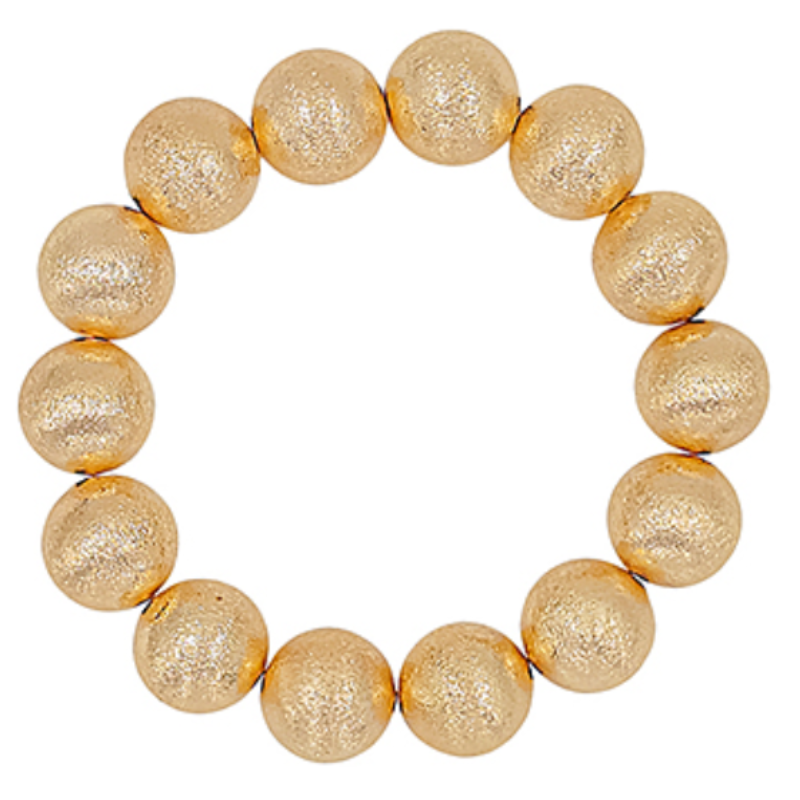 CL68- 15mm Satin Metal Ball Stretch Bracelet Main Image