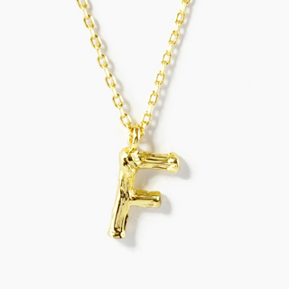 BB1- 18K Gold Dipped 9mm Bamboo Initial Pendant Necklace - Thumbnail 7