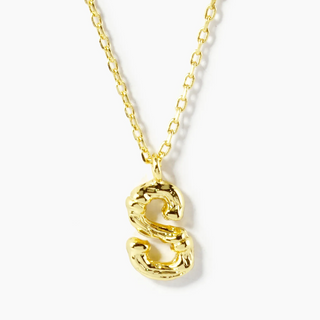 BB1- 18K Gold Dipped 9mm Bamboo Initial Pendant Necklace - Thumbnail 19