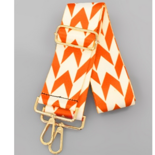 T115- Orange & White Chevron Bag Strap