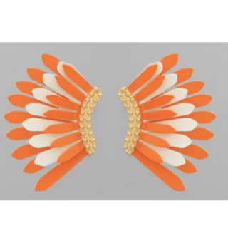 T21- 1 3/4” orange & white coated wing ear rings