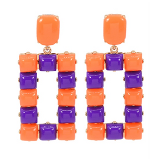 C17- Orange & Purple Rectangle Earrings