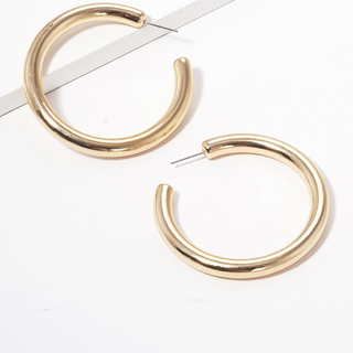 CL9- 55mm metal plated resin lightweight hollow open hoop earrings (Gold & Rhodium available)