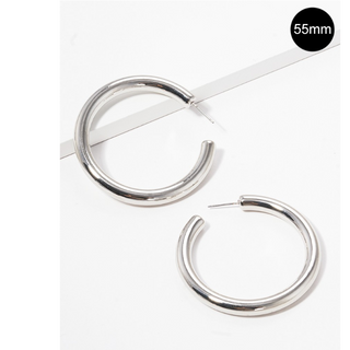 CL9- 55mm metal plated resin lightweight hollow open hoop earrings (Gold & Rhodium available) - Thumbnail 3