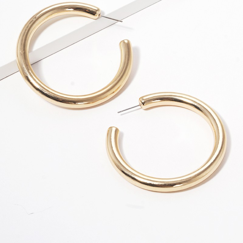 CL9- 55mm metal plated resin lightweight hollow open hoop earrings (Gold & Rhodium available) Main Image