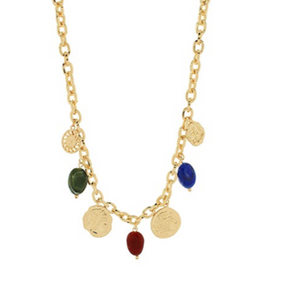 N30-Color Stone & Coin Necklace