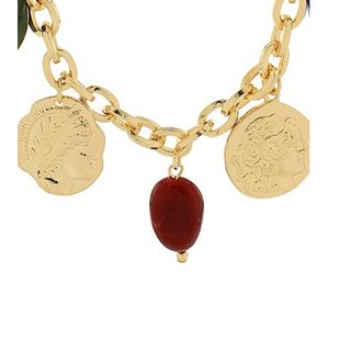 N30-Color Stone & Coin Necklace - Thumbnail 2